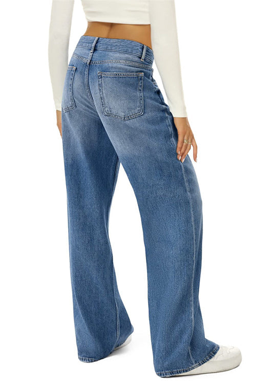 Karladress Casual Wide Leg Distressed Denim Pants