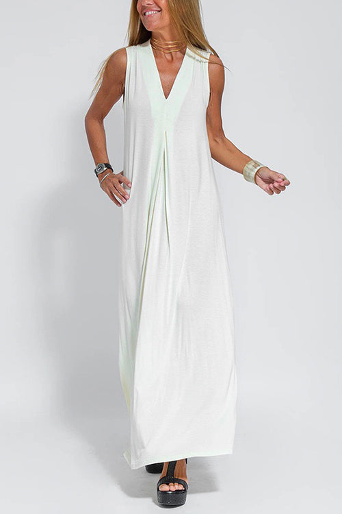 Karladress Sleeveless V Neck Side Split Maxi Dress