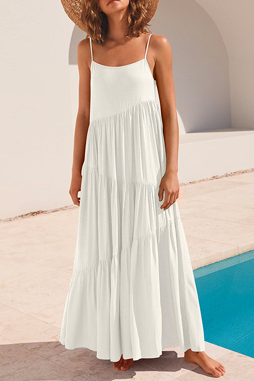 Karladress Adjustable Straps Tiered Maxi Beach Dress