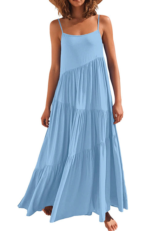 Karladress Adjustable Straps Tiered Maxi Beach Dress