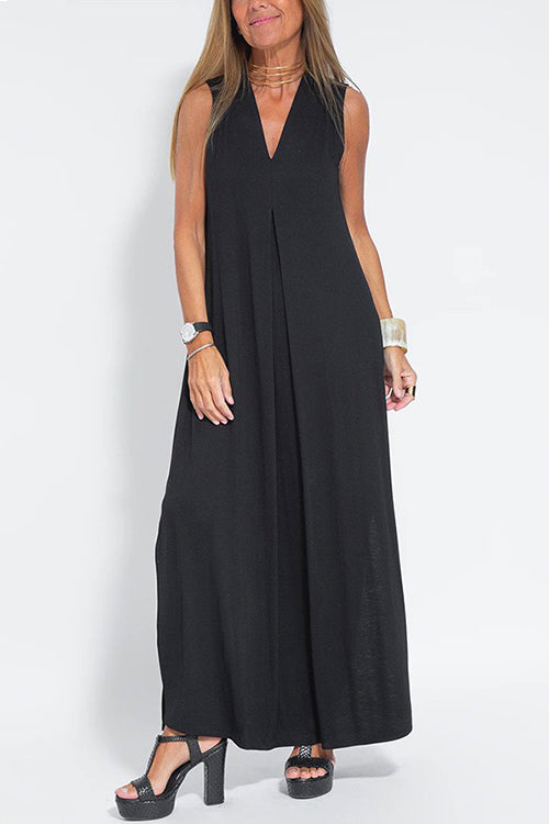 Karladress Sleeveless V Neck Side Split Maxi Dress