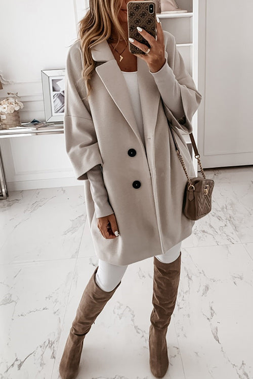 Karladress Lapel 3/4 Sleeve Pockets Midi Coat