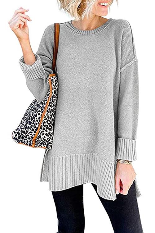 Karladress Drop Shoulder Side Split Loose Sweater