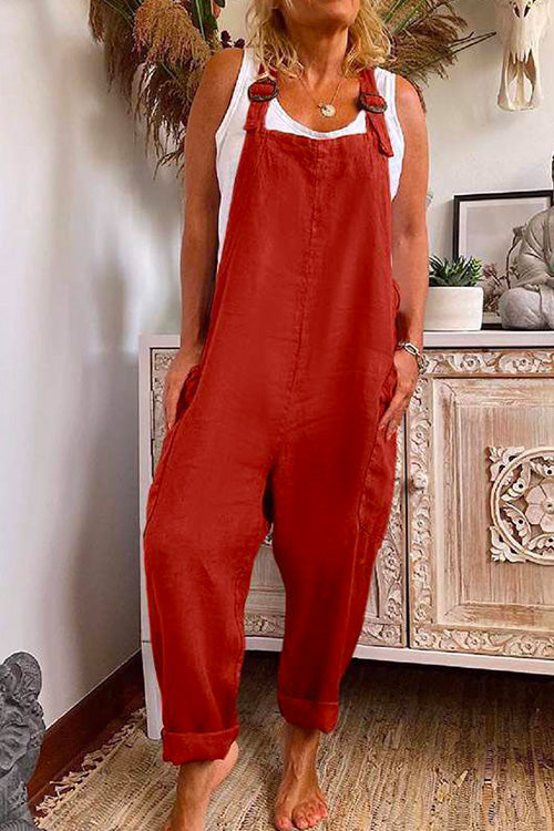 Karladress Solid Baggy Pockets Tapered Overalls