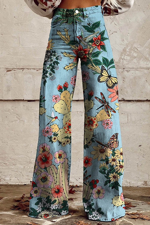 Karladress High Waist Unique Print Wide Leg Pants