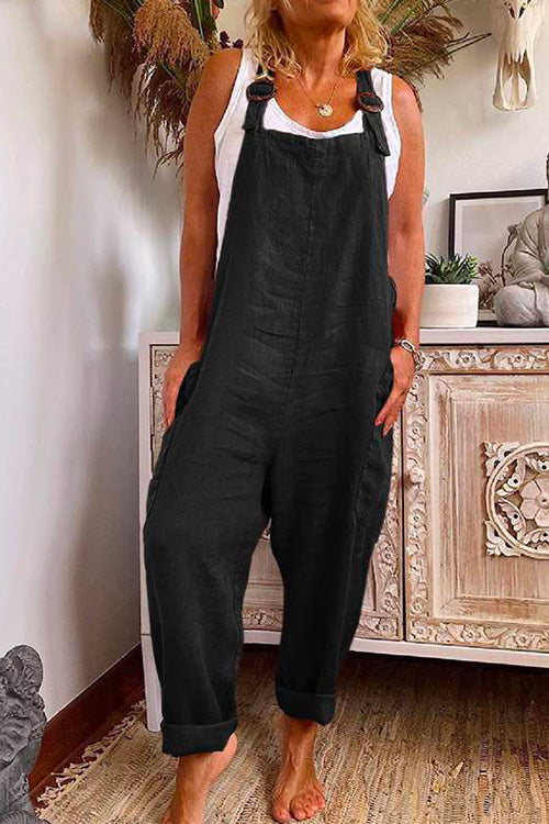 Karladress Solid Baggy Pockets Tapered Overalls