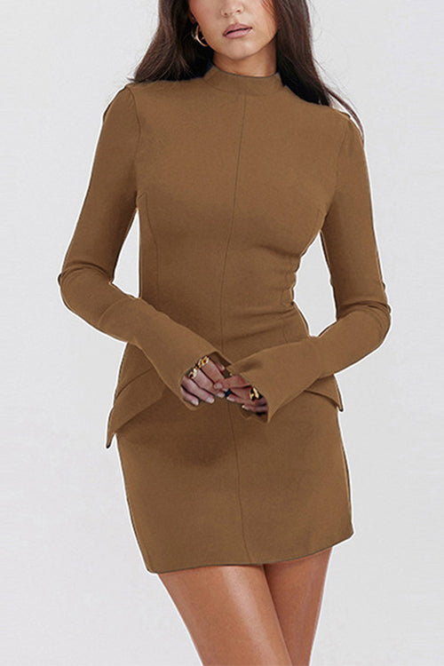 Karladress Mockneck Long Sleeves Bodycon Mini Dress