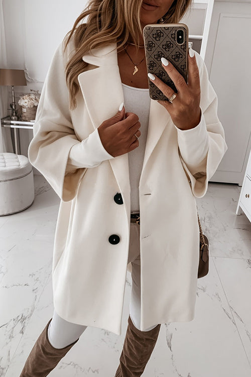 Karladress Lapel 3/4 Sleeve Pockets Midi Coat