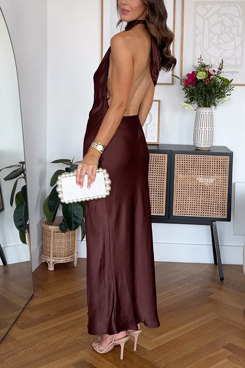 Karladress Halter Backless Satin Maxi Party Dress