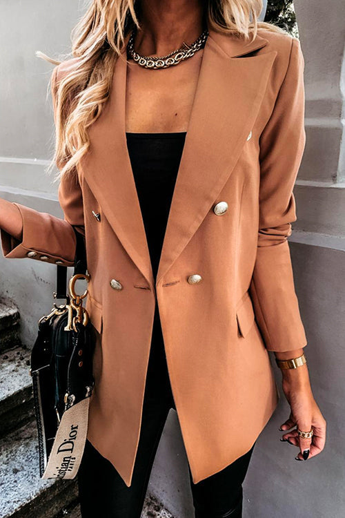 Karladress Lapel Double Breasted Open Front Blazer Jacket