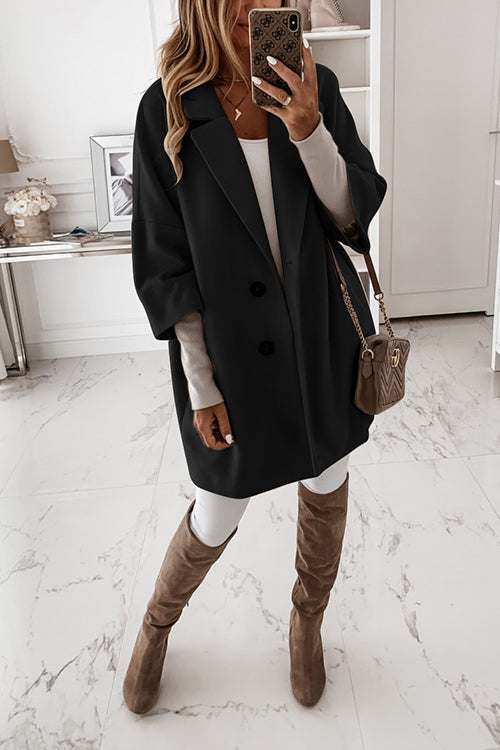 Karladress Lapel 3/4 Sleeve Pockets Midi Coat