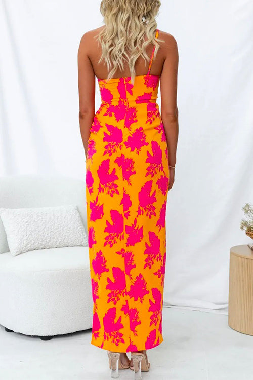 Karladress One Shoulder Side Split Printed Cami Maxi Dress