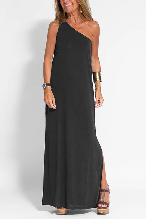 Karladress Sleeveless One Shoulder Side Split Maxi Dress