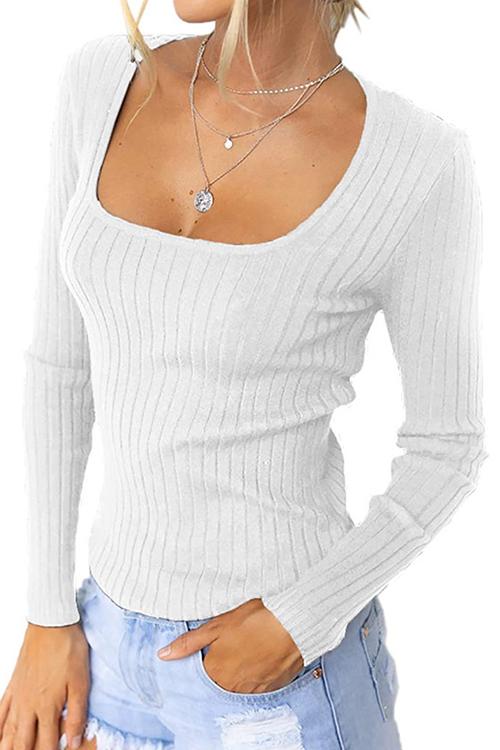 Karladress Square Collar Long Sleeve Slim Fit Top