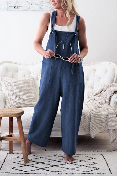 Karladress Solid Wide Leg Baggy Overalls with Pockets