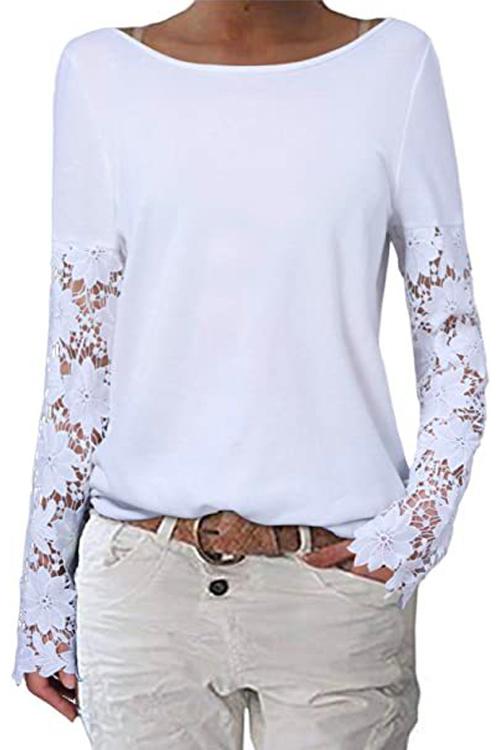 Karladress Lace Splice Sleeve Sonia Shirt