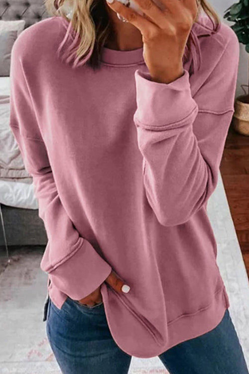 Karladress Crewneck Drop Shoulder Long Sleeve Solid Sweatshirt