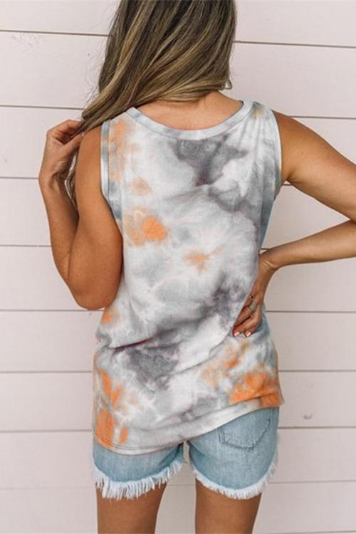 Karladress Casual Tie Dye Twist Knot Tank Top