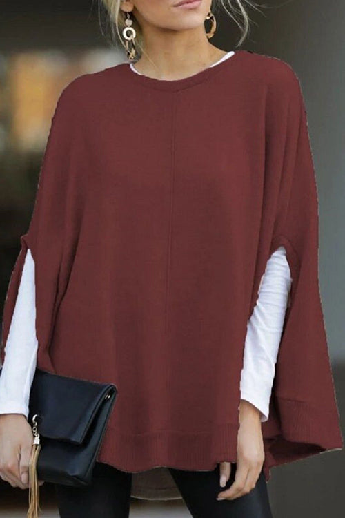 Karladress Crewneck Batwing Sleeve Cloak Top