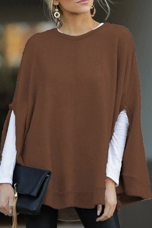 Karladress Crewneck Batwing Sleeve Cloak Top