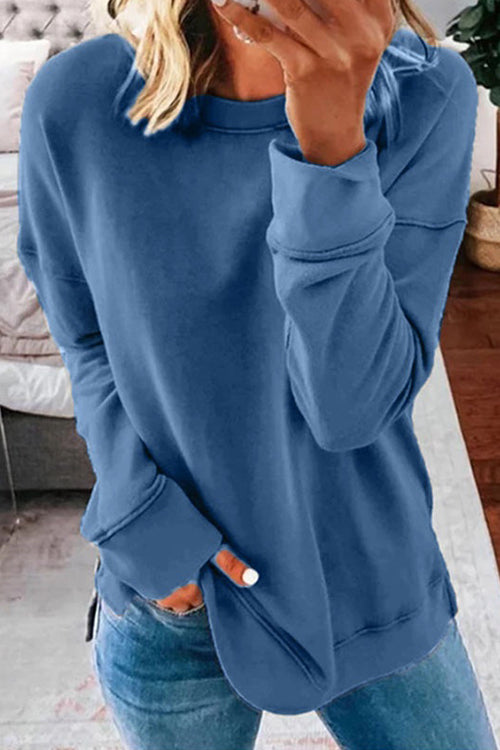 Karladress Crewneck Drop Shoulder Long Sleeve Solid Sweatshirt